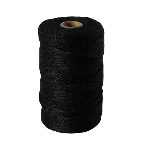 WANYI 1 Stück Jute-Schnur Kordel 100M pro Rolle Juteschnur Bunt Schnur Reißfest Kordelband 2mm Dicke Juteseil für Dekokordel, Geschenkverpackung, Handwerk(Schwarz) von WANYI