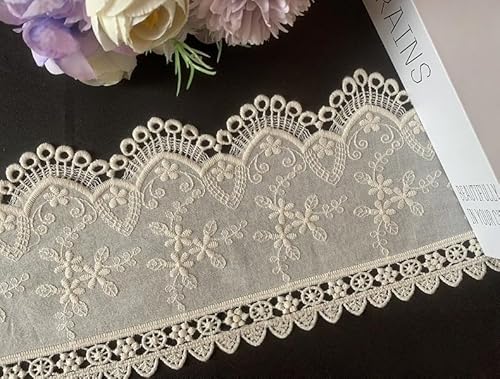 WANYI 1 Yard 12,7cm Baumwolle Spitzenband Spitzenborte Vintage Dekoband Borten und Bänder zum Nähen Meterware Spitzenstoff Spitzenbordüre für DIY Nähen Handwerk Vorhang Kleid Hochzeit Deko(Beige) WANYI 1 Yard 12,7cm Baumwolle Spitzenband Spitzenborte Vintage Dekoband Borten und Bänder zum Nähen Meterware Spitzenstoff Spitzenbordüre für DIY Nähen Handwerk Vorhang Kleid Hochzeit Deko(Beige) von WANYI