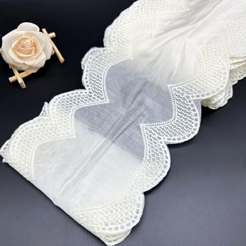 WANYI 1 Yard 15CM Breit Spitzenband Beige Rüschenbesatz Spitzenborte Milchseide Zierband Dekoband Stickerei Spitze Borte für DIY Nähen Handwerk, Dessous von WANYI