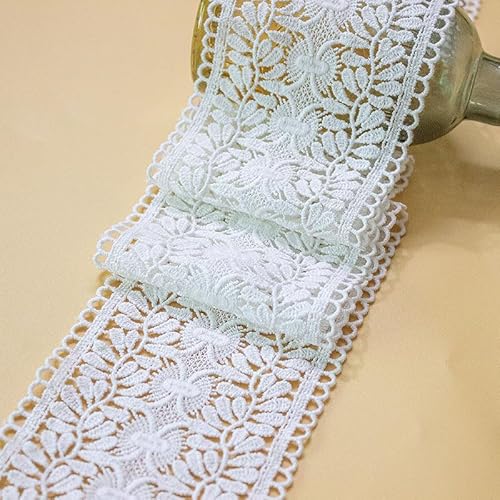 WANYI 1 Yard Spitzenband Spitze aus Baumwolle DIY Dekoband Borten und Bänder zum Nähen Spitzenborte Zierband Vintage Deko für Nähen Handwerk Vorhänge Tischdecken (9CM-Weiß) von WANYI