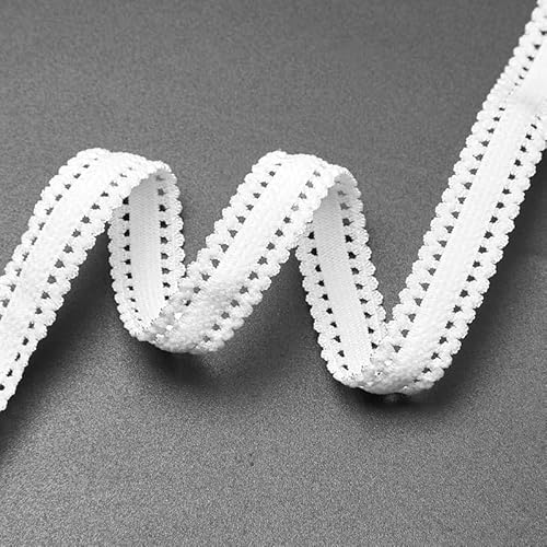 WANYI 1.2CM Breit Spitzenband Weiß Spitzenborte Elastische Spitzenstoff Meterware Spitze Borten und Bänder zum Nähen Dekostoff Häkelspitze für Unterwäsche DIY Nähen(1M) von WANYI