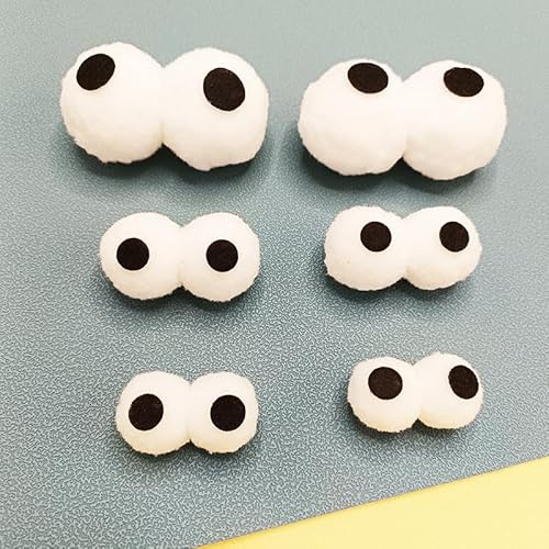 WANYI 10 Paar 7.5cm Pompons mit Augen Pompons zum Basteln DIY Kulleraugen Bälle Wackelaugen Groß Puppe Augen für Weihnachten Scrapbooking Mützen Haarband Socken Bastelzubehör von WANYI