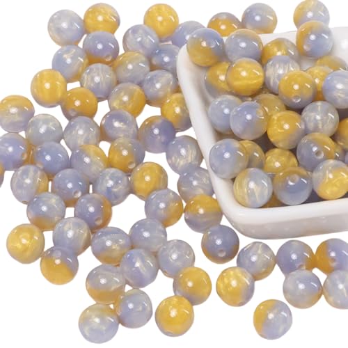 WANYI 10 Stück 10mm Perlen zum Auffädeln Erwachsene, Runde Schmuckperlen Bastelperlen Lose Perlen mit Loch Farbverlauf Farbe für DIY Armband Halsketten WANYI 10 Stück 10mm Perlen zum Auffädeln Erwachsene, Runde Schmuckperlen Bastelperlen Lose Perlen mit Loch Farbverlauf Farbe für DIY Armband Halsketten von WANYI