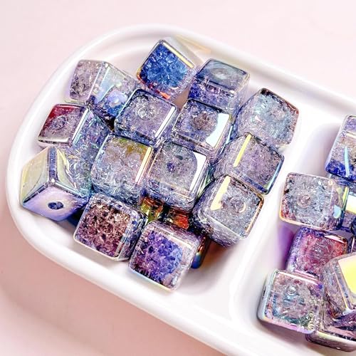 WANYI 10 Stück Acryl Perlen zum Auffädeln 15mm Quadratisch Perlenset mit Loch Glitzer Bunt Perlen für Armbänder Selber Machen, DIY Schmuck, Handykette(Grau) von WANYI