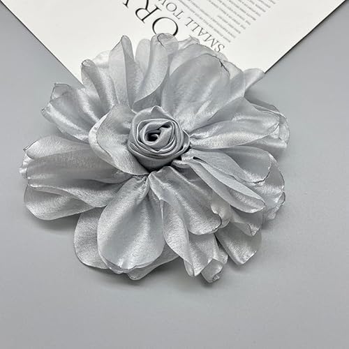 WANYI 10 Stück Ansteckblume Damen Rose Applikationen Stoffblumen zum Aufnähen 11cm Blumen Applique Aufnäher Kleidung Zubehör für DIY Basteln Kleidung Dekoration Haarschmuck(Grau) von WANYI