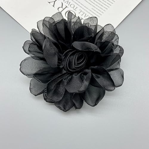 WANYI 10 Stück Ansteckblume Damen Rose Applikationen Stoffblumen zum Aufnähen 11cm Blumen Applique Aufnäher Kleidung Zubehör für DIY Basteln Kleidung Dekoration Haarschmuck(Schwarz) von WANYI