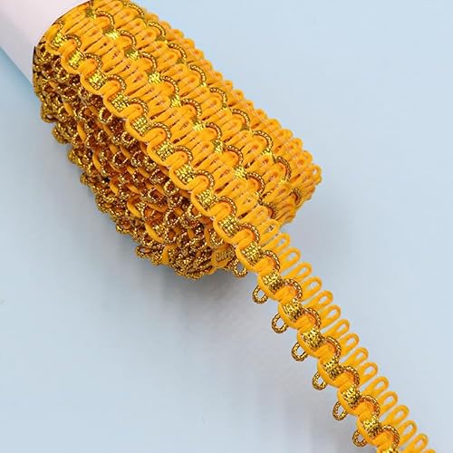 WANYI 10 Yards 1.5CM Breit Spitzenband Spitzenbordüre Goldfaden Spitzenborte Vintage Borten Bänder zum Nähen Dekoband Zierband für DIY Handwerk,Sofa,Vorhänge(Dunkelgelb) von WANYI