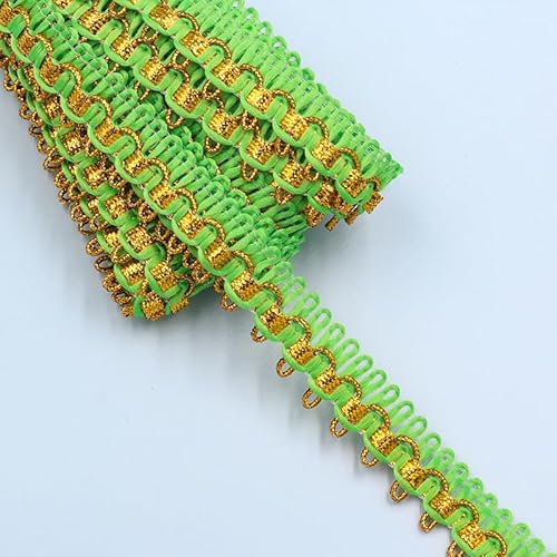 WANYI 10 Yards 1.5CM Breit Spitzenband Spitzenbordüre Goldfaden Spitzenborte Vintage Borten Bänder zum Nähen Dekoband Zierband für DIY Handwerk,Sofa,Vorhänge(Grün) von WANYI
