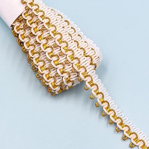 WANYI 10 Yards 1.5CM Breit Spitzenband Spitzenbordüre Goldfaden Spitzenborte Vintage Borten Bänder zum Nähen Dekoband Zierband für DIY Handwerk,Sofa,Vorhänge(Weiß) von WANYI