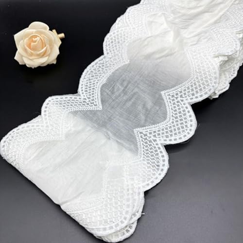 WANYI 10 Yards 15CM Breit Spitzenband Weiß Rüschenbesatz Spitzenborte Milchseide Zierband Dekoband Stickerei Spitze Borte für DIY Nähen Handwerk, Dessous von WANYI