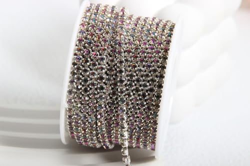 WANYI 10 Yards 2mm Strassband Glänzendes Glitzerband Strasssteine zum Aufnähen Kristall Strasskette Dekoration Diamant Borte Band für DIY Nähen Kleidung Hochzeits Deko（02） von WANYI