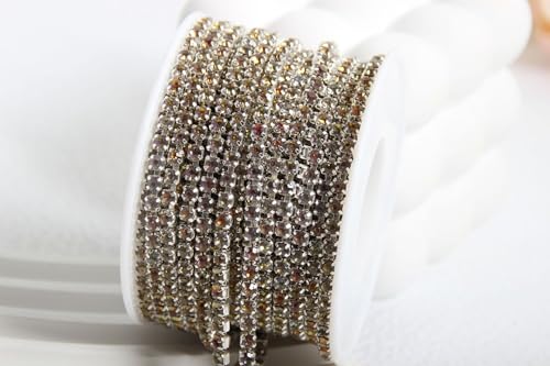 WANYI 10 Yards 2mm Strassband Glänzendes Glitzerband Strasssteine zum Aufnähen Kristall Strasskette Dekoration Diamant Borte Band für DIY Nähen Kleidung Hochzeits Deko（07） von WANYI