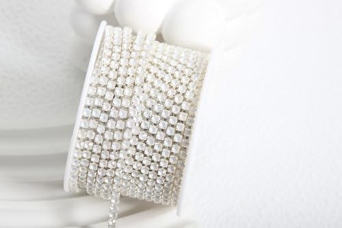 WANYI 10 Yards 3mm Strassband Glänzendes Glitzerband Strasssteine zum Aufnähen Kristall Strasskette Dekoration Diamant Borte Band für DIY Nähen Kleidung Hochzeits Deko（01） von WANYI