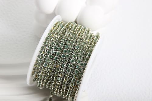WANYI 10 Yards 3mm Strassband Glänzendes Glitzerband Strasssteine zum Aufnähen Kristall Strasskette Dekoration Diamant Borte Band für DIY Nähen Kleidung Hochzeits Deko（06） von WANYI