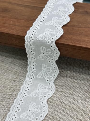 WANYI 10 Yards 4.5CM Breit Spitzenband aus Baumwolle Spitze Borten und Bänder zum Nähen Vintage Spitzenborte Spitzenbordüre für DIY Basteln, Kleidung, Sofas(Beige) von WANYI