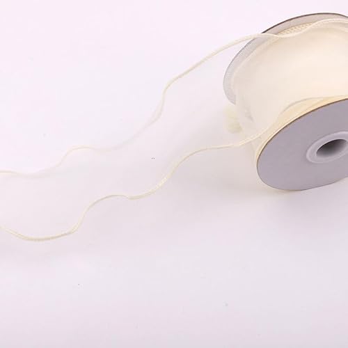 WANYI 10 Yards Organzaband Geschenkband Breit 6CM Schleifenband Wellen Dekoband Bänder für Geschenkverpackung, Schleifen, Hochzeitsdekoration(Beige) von WANYI