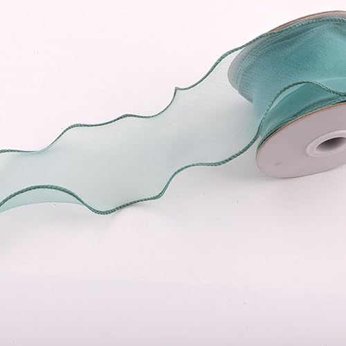 WANYI 10 Yards Organzaband Geschenkband Breit 6CM Schleifenband Wellen Dekoband Bänder für Geschenkverpackung, Schleifen, Hochzeitsdekoration(Dunkelgrün) von WANYI