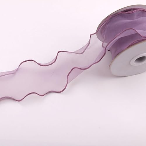 WANYI 10 Yards Organzaband Geschenkband Breit 6CM Schleifenband Wellen Dekoband Bänder für Geschenkverpackung, Schleifen, Hochzeitsdekoration(Dunkelviolett) von WANYI