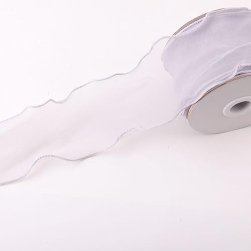 WANYI 10 Yards Organzaband Geschenkband Breit 6CM Schleifenband Wellen Dekoband Bänder für Geschenkverpackung, Schleifen, Hochzeitsdekoration(Hellgrau) von WANYI