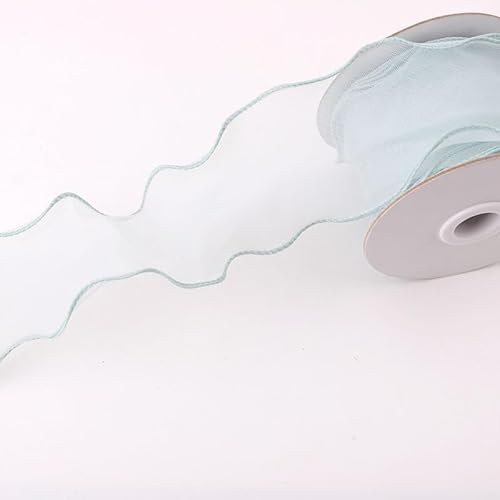WANYI 10 Yards Organzaband Geschenkband Breit 6CM Schleifenband Wellen Dekoband Bänder für Geschenkverpackung, Schleifen, Hochzeitsdekoration(Hellgrün) von WANYI