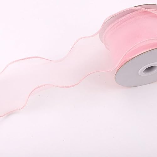 WANYI 10 Yards Organzaband Geschenkband Breit 6CM Schleifenband Wellen Dekoband Bänder für Geschenkverpackung, Schleifen, Hochzeitsdekoration(Hellrosa) von WANYI