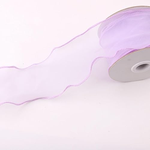 WANYI 10 Yards Organzaband Geschenkband Breit 6CM Schleifenband Wellen Dekoband Bänder für Geschenkverpackung, Schleifen, Hochzeitsdekoration(Hellviolett) von WANYI