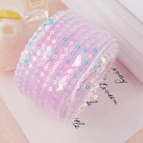 WANYI 10 Yards Pailletten Spitzenband 5CM Breit Glitzerband Paillettenband Glitzer Geschenkband für Handwerk Basteln Schleife Dekoration Haarschmuck Geschenkverpackung von WANYI