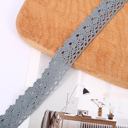 WANYI 10 Yards Spitzenband Spitzenbordüre 2.5CM Breit Baumwollspitze Meterware Spitzenborte Vintage Dekoband Zierband für DIY Handwerk, Kleidungs(Grau) von WANYI