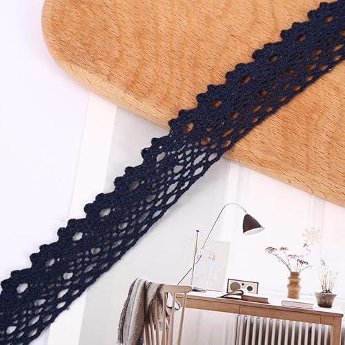 WANYI 10 Yards Spitzenband Spitzenbordüre 2.5CM Breit Baumwollspitze Meterware Spitzenborte Vintage Dekoband Zierband für DIY Handwerk, Kleidungs(Schwarz) von WANYI
