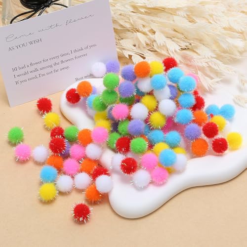 WANYI 100 Stück 3CM Glitter Pompons zum Basteln Mini Pom Poms Bunte Rund Flauschigen Plüsch Bälle Bommel Weihnachten Pompoms mit Pailletten für DIY Kreativen Handwerk Kleidung Vorhänge (A) von WANYI