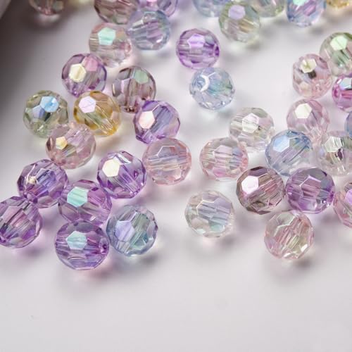 WANYI 100 Stück Acryl Perlen für Armbänder, 8mm Breite Acrylperlen Transparente Bastelperlen Bunt Perlen zum Auffädeln Beads for Jewellery Making DIY Schmuckherstellung(Gemischte Farben) von WANYI