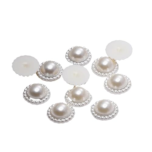 WANYI 100 Stück Halbperlen Patches Acrylperlen Patch Halbe Perlen zum Basteln Perlen Blumen Aufnäher Applikationen für DIY-Bastelbedarf Kleidung Hüte Haarschmuck（Beige） von WANYI