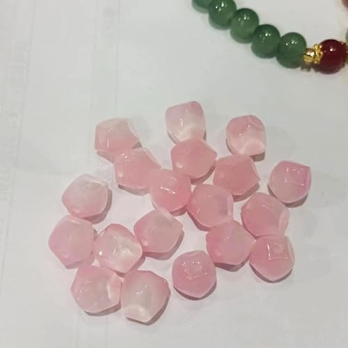 WANYI 100 Stück Perlen für Armbänder 10mm Breite Perlen zum Auffädeln Bastelperlen Farbverlauf Schmuckperlen Rhomben Katzenaugen Lose Perlen mit Loch für DIY Schmuck Halskette Handykette（Rosa） von WANYI
