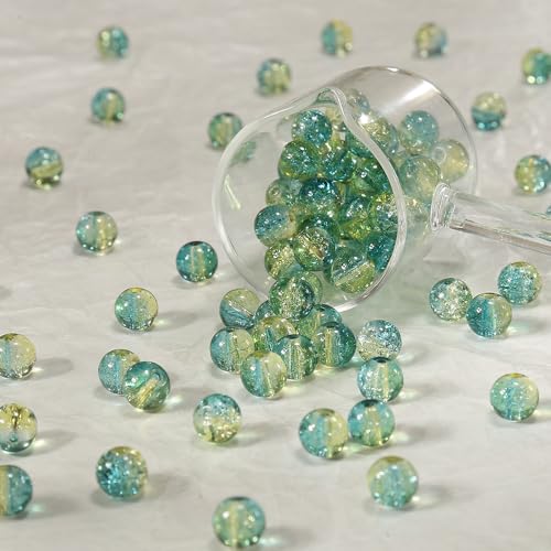 WANYI 100 Stück Perlen für Armbänder Schmuckperlen 8mm Breite Glasperlen zum Auffädeln Perlenset Runde Lose Perlen mit Loch für DIY Armband Halsketten Schmuck Basteln von WANYI