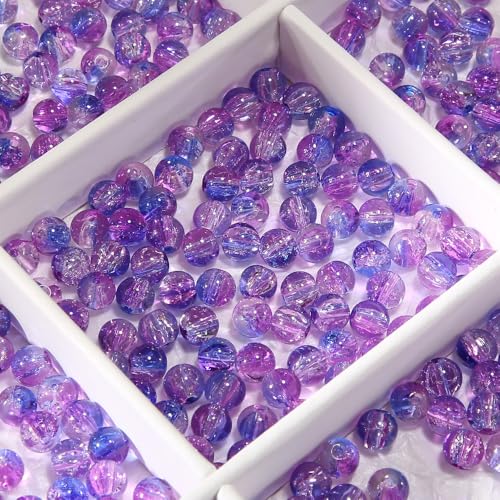 WANYI 100 Stück Perlen für Armbänder Schmuckperlen 8mm Breite Glasperlen zum Auffädeln Perlenset Runde Lose Perlen mit Loch für DIY Armband Halsketten Schmuck Basteln von WANYI