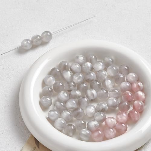 WANYI 100 Stück Perlen zum Auffädeln 10mm Breite Schmuckperlen Runde Farbverlauf Bastelperlen Katzenaugen Perlen Lose Perlen mit Loch für DIY Armband Halskette Schmuckherstellung von WANYI