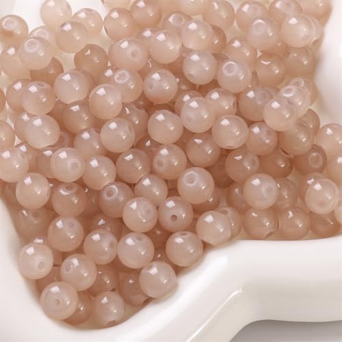 WANYI 100 Stück Perlen zum Auffädeln 4mm Runde Perlen mit Loch Glasperlen Bastelperlen Schmuckperlen für Armbänder Selber Machen, Schmuckherstellung, Ketten(Curry) von WANYI