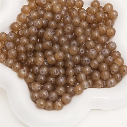 WANYI 100 Stück Perlen zum Auffädeln 4mm Runde Perlen mit Loch Glasperlen Bastelperlen Schmuckperlen für Armbänder Selber Machen, Schmuckherstellung, Ketten(Dunkel Curry) von WANYI
