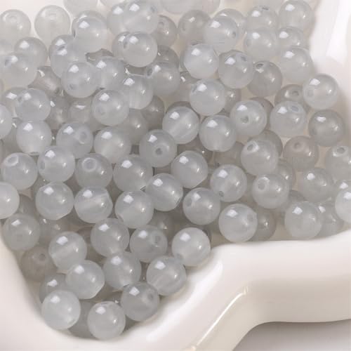 WANYI 100 Stück Perlen zum Auffädeln 4mm Runde Perlen mit Loch Glasperlen Bastelperlen Schmuckperlen für Armbänder Selber Machen, Schmuckherstellung, Ketten(Grau) von WANYI