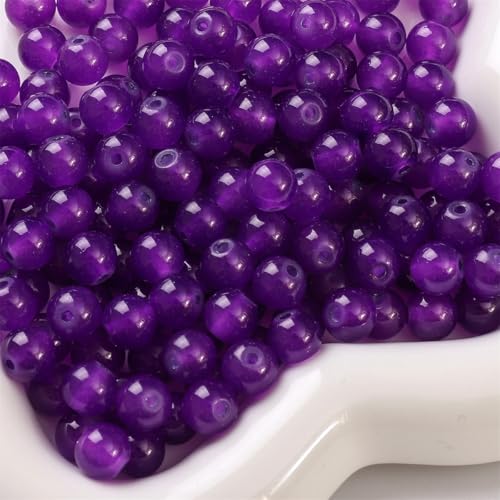 WANYI 100 Stück Perlen zum Auffädeln 4mm Runde Perlen mit Loch Glasperlen Bastelperlen Schmuckperlen für Armbänder Selber Machen, Schmuckherstellung, Ketten(Lila) von WANYI
