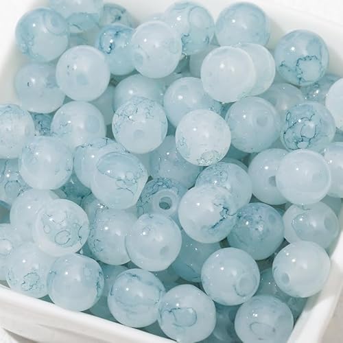 WANYI 100 Stück Perlen zum Auffädeln 8mm Breite Glasperlen für Armbänder Selber Machen, Farbverlauf Schmuckperlen Beads for Jewellery Making, Armband, Handykette von WANYI