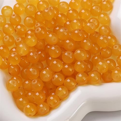 WANYI 100 Stück Perlen zum Auffädeln 8mm Runde Perlen mit Loch Glasperlen Bastelperlen Schmuckperlen für Armbänder Selber Machen, Schmuckherstellung, Ketten(Orange) von WANYI