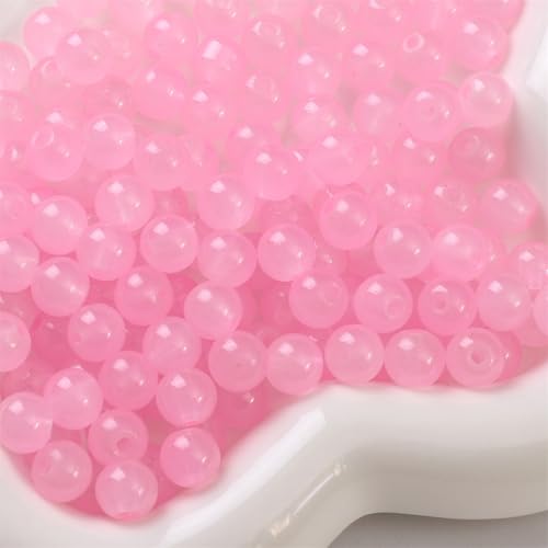 WANYI 100 Stück Perlen zum Auffädeln 8mm Runde Perlen mit Loch Glasperlen Bastelperlen Schmuckperlen für Armbänder Selber Machen, Schmuckherstellung, Ketten(Rosa) von WANYI