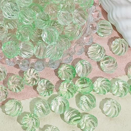 WANYI 100 Stück Perlenset für Armbänder Selber Machen Bunte Glasperlen zum Auffädeln Gefädelte Stil Bastelperlen mit Loch 13x12mm Perlenset für Armband Ohrringe Halskette(Hellgrün) von WANYI