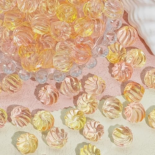 WANYI 100 Stück Perlenset für Armbänder Selber Machen Bunte Glasperlen zum Auffädeln Gefädelte Stil Bastelperlen mit Loch 13x12mm Perlenset für Armband Ohrringe Halskette(Orange) von WANYI