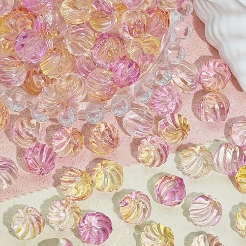 WANYI 100 Stück Perlenset für Armbänder Selber Machen Bunte Glasperlen zum Auffädeln Gefädelte Stil Bastelperlen mit Loch 13x12mm Perlenset für Armband Ohrringe Halskette(Orange Rosa) von WANYI