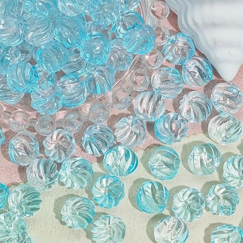 WANYI 100 Stück Perlenset für Armbänder Selber Machen Bunte Glasperlen zum Auffädeln Gefädelte Stil Bastelperlen mit Loch 13x12mm Perlenset für Armband Ohrringe Halskette(Seeblau) von WANYI