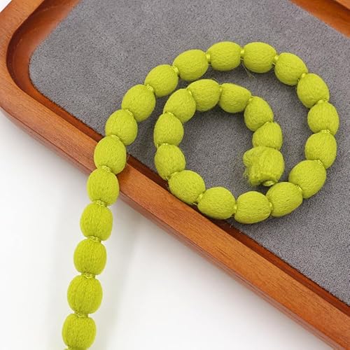 WANYI 100 Yards Pompoms Bommelborte 8mm Pompon Borten und Bänder zum Nähen Pom Pom Fransenborte Quastenborte für Hüte, Körbe, Handwerk Nähen Basteln(Grün 02) von WANYI