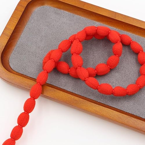 WANYI 100 Yards Pompoms Bommelborte 8mm Pompon Borten und Bänder zum Nähen Pom Pom Fransenborte Quastenborte für Hüte, Körbe, Handwerk Nähen Basteln(Rot) von WANYI