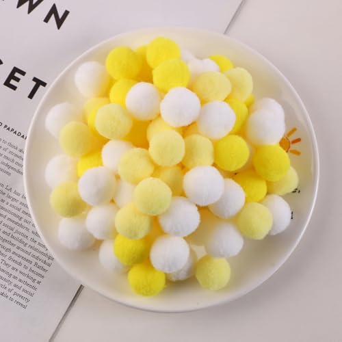 WANYI 1000 Stück Bunt Pompons zum Basteln Flauschige Pompoms Mini Pom Poms Klein Plüschbälle Weihnachten Deko DIY Nähen Zubehör fur Hut Puppen Dekorieren Handwerk(1CM-Gelb) von WANYI